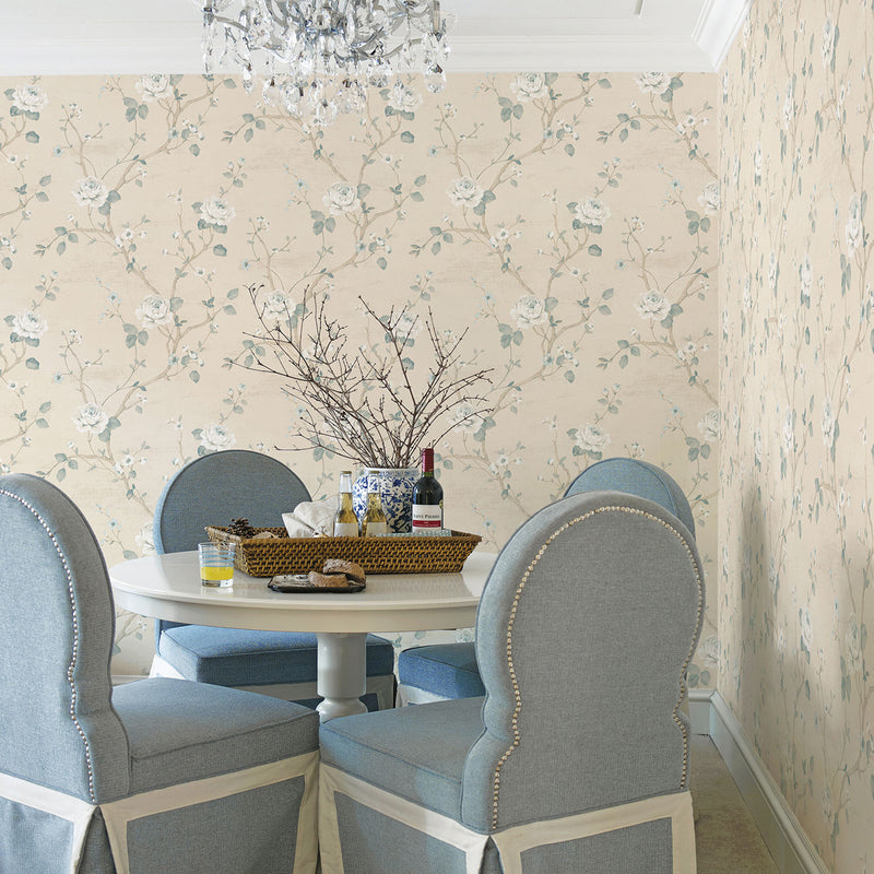 media image for Large Floral Tan Wallpaper from the Palazzo Collection by Galerie Wallcoverings 245