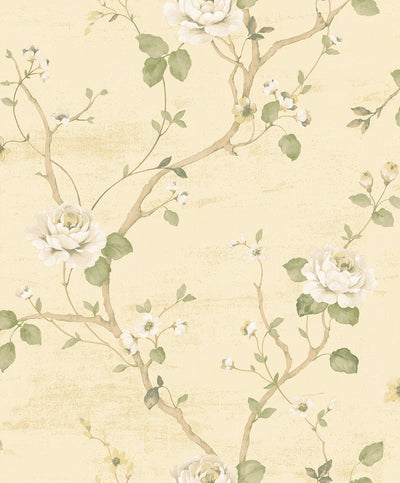 product image of Large Floral Yellow Wallpaper from the Palazzo Collection by Galerie Wallcoverings 514