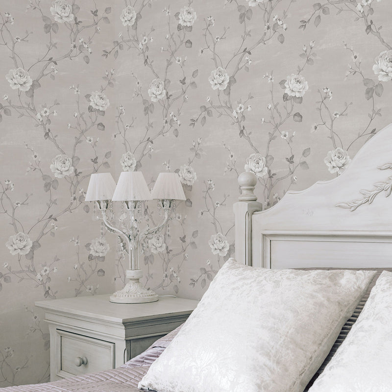 media image for Large Floral Grey Wallpaper from the Palazzo Collection by Galerie Wallcoverings 27