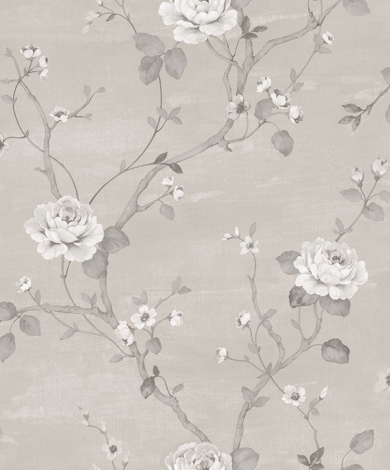 media image for Large Floral Grey Wallpaper from the Palazzo Collection by Galerie Wallcoverings 221