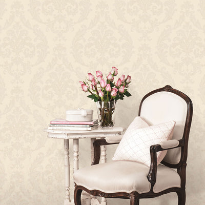 product image for Traditional Damask Ivory Wallpaper from the Palazzo Collection by Galerie Wallcoverings 80