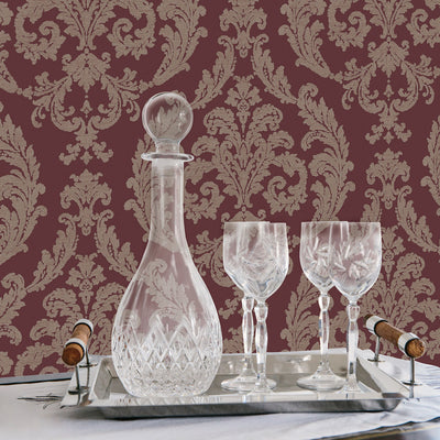 product image for Traditional Damask Maroon Wallpaper from the Palazzo Collection by Galerie Wallcoverings 44