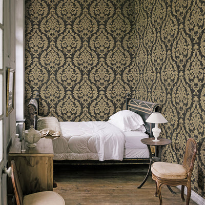 product image for Traditional Damask Black/Gold Wallpaper from the Palazzo Collection by Galerie Wallcoverings 15