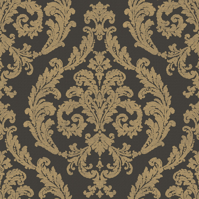 media image for Traditional Damask Black/Gold Wallpaper from the Palazzo Collection by Galerie Wallcoverings 268