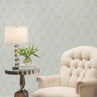 product image for Rose Trail Blue/Gold Wallpaper from the Palazzo Collection by Galerie Wallcoverings 94