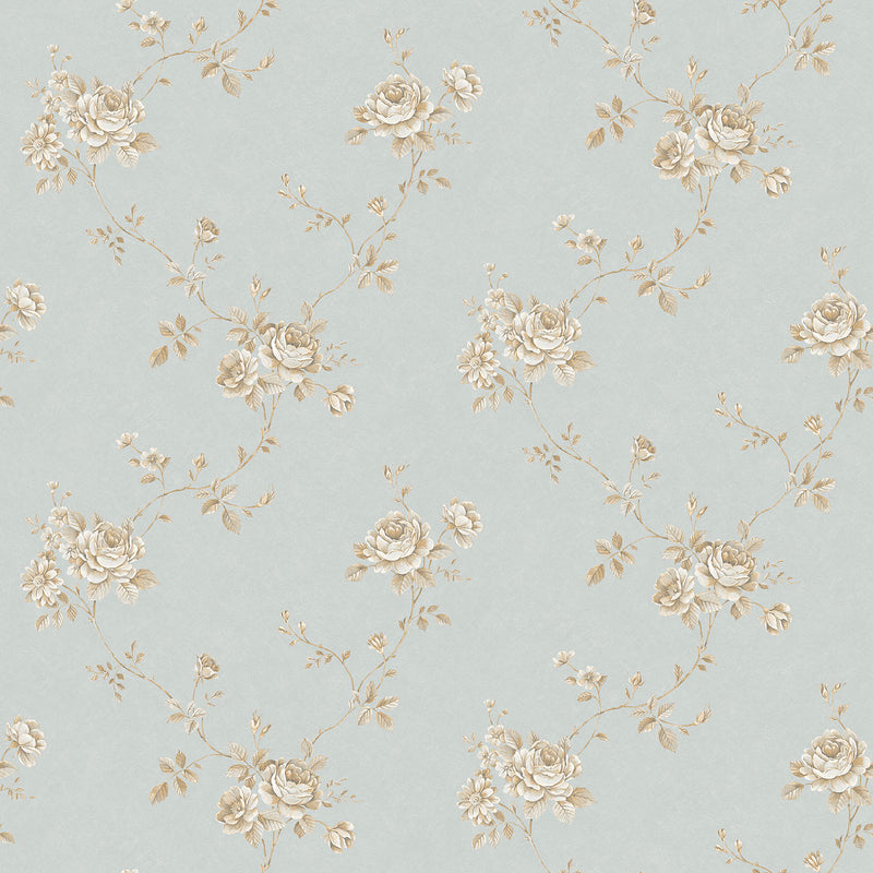 media image for Rose Trail Blue/Gold Wallpaper from the Palazzo Collection by Galerie Wallcoverings 220