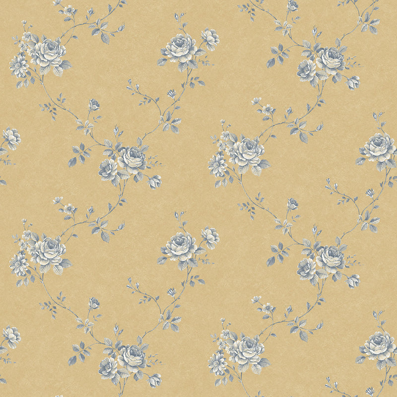 media image for Rose Trail Gold/Blue Wallpaper from the Palazzo Collection by Galerie Wallcoverings 215