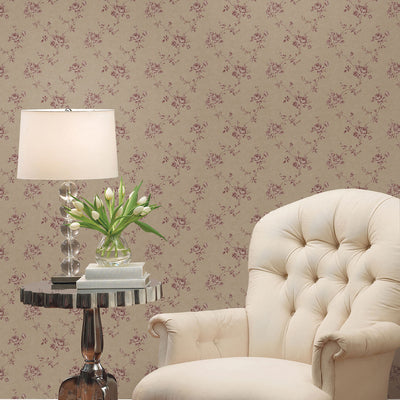 product image for Rose Trail Tan/Maroon Wallpaper from the Palazzo Collection by Galerie Wallcoverings 57