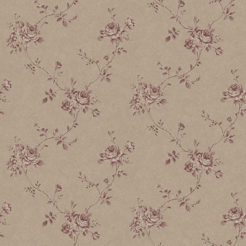 media image for Rose Trail Tan/Maroon Wallpaper from the Palazzo Collection by Galerie Wallcoverings 272