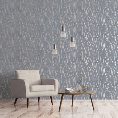 product image for Glitter Ribbons Grey/Metallic Wallpaper from the Special FX Collection by Galerie Wallcoverings 54