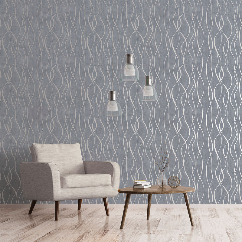 media image for Glitter Ribbons Grey/Metallic Wallpaper from the Special FX Collection by Galerie Wallcoverings 298