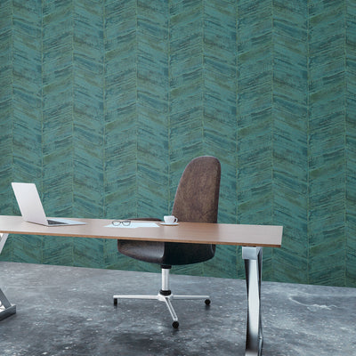 product image for Chevron Wallpaper in Turquoise from the Ambiance Collection by Galerie Wallcoverings 96