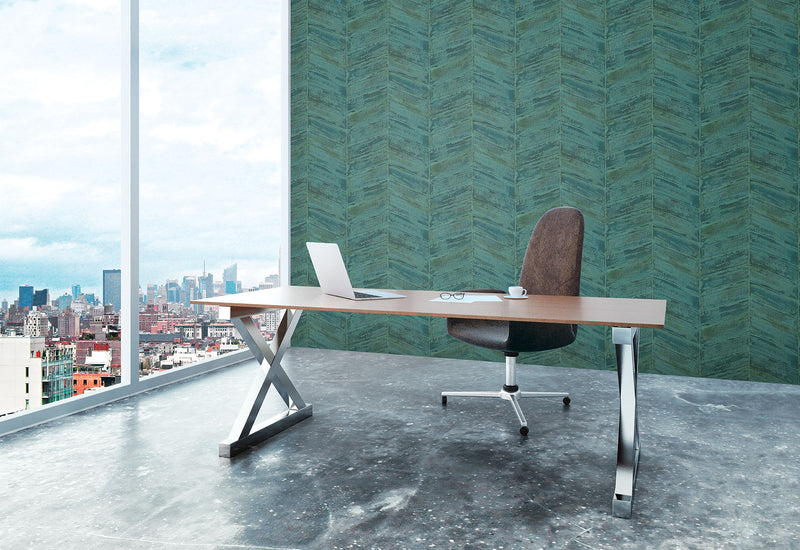 media image for Chevron Wallpaper in Turquoise from the Ambiance Collection by Galerie Wallcoverings 24