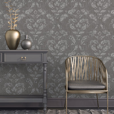 product image for In Lay Wallpaper in Charcoal/Silver from the Ambiance Collection by Galerie Wallcoverings 15