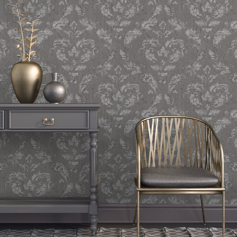 media image for In Lay Wallpaper in Charcoal/Silver from the Ambiance Collection by Galerie Wallcoverings 288