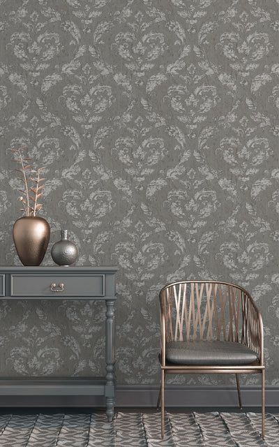 product image for In Lay Wallpaper in Charcoal/Silver from the Ambiance Collection by Galerie Wallcoverings 2