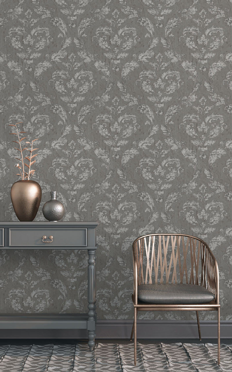 media image for In Lay Wallpaper in Charcoal/Silver from the Ambiance Collection by Galerie Wallcoverings 264