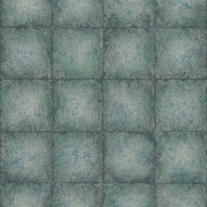 media image for Metallic Tile Wallpaper in Teal/Silver from the Ambiance Collection by Galerie Wallcoverings 295