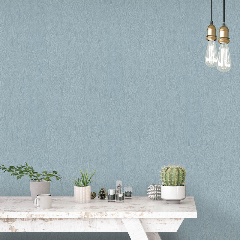 media image for Leaf Emboss Wallpaper in Light Blue from the Ambiance Collection by Galerie Wallcoverings 20