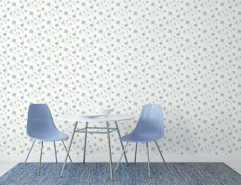 media image for Floral Branch Blue/Green Wallpaper from the Miniatures 2 Collection by Galerie Wallcoverings 20