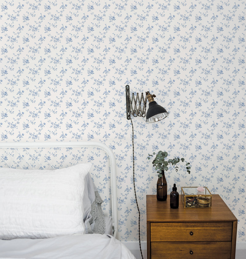 media image for Floral Trail Blue Wallpaper from the Miniatures 2 Collection by Galerie Wallcoverings 269