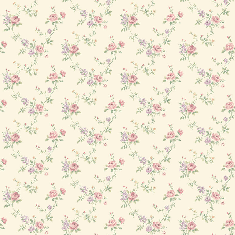 media image for Floral Trail Pink/Purple Wallpaper from the Miniatures 2 Collection by Galerie Wallcoverings 244