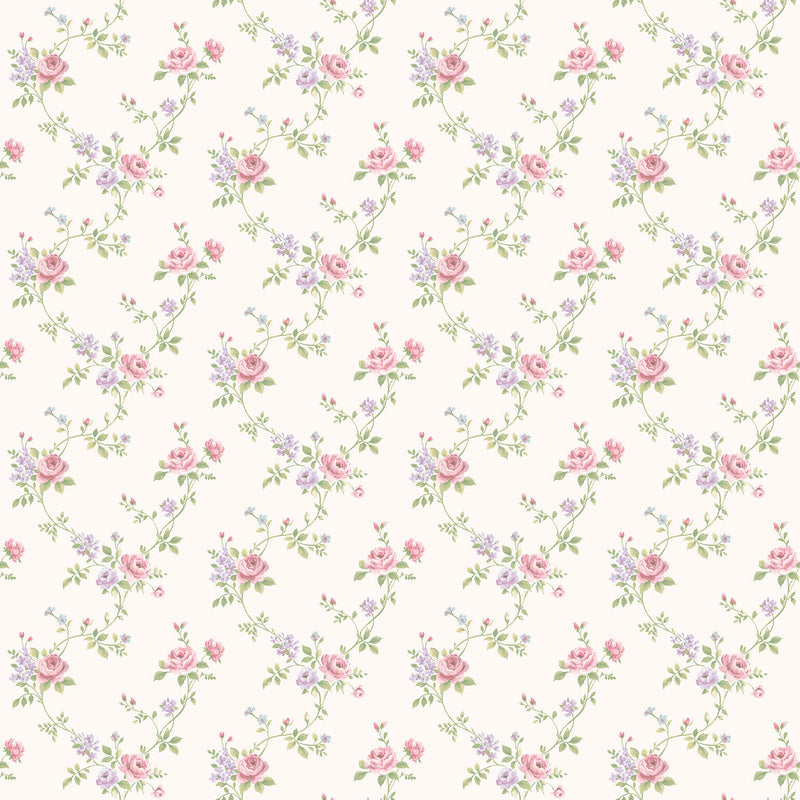 media image for Floral Trail Pink Multi Wallpaper from the Miniatures 2 Collection by Galerie Wallcoverings 243