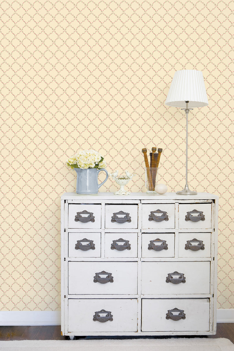 media image for Trellis Red/Brown Wallpaper from the Miniatures 2 Collection by Galerie Wallcoverings 239