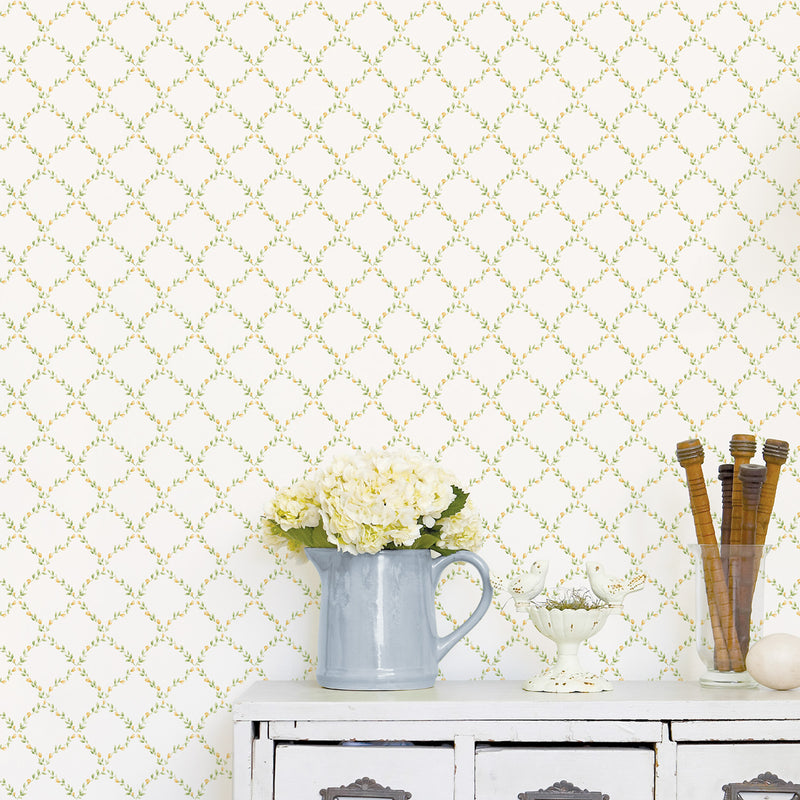 media image for Trellis Green/Yellow Wallpaper from the Miniatures 2 Collection by Galerie Wallcoverings 293