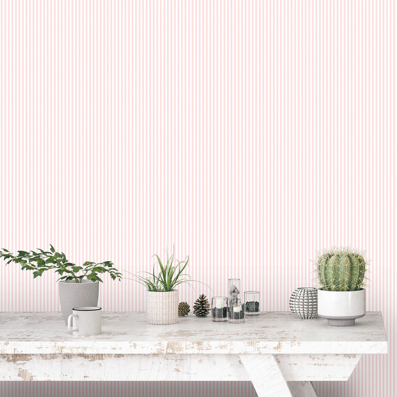 Shop Striped Pink/White Wallpaper from the Miniatures 2 Collection ...