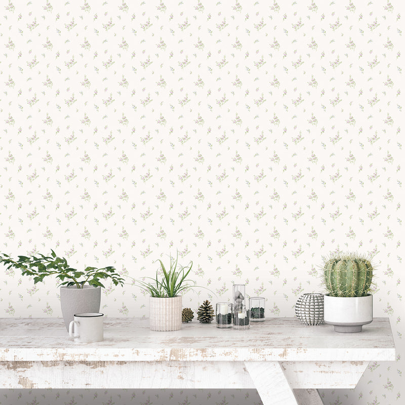 media image for Tiny Roses Lilac/Green Wallpaper from the Miniatures 2 Collection by Galerie Wallcoverings 28