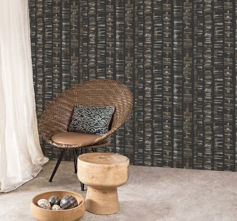 media image for Aztec Wallpaper in Black, Grey, Tan from the Bazaar Collection by Galerie Wallcoverings 234