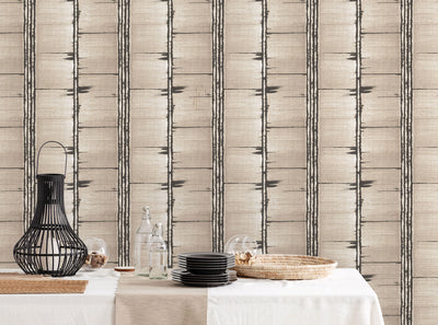 product image for Bark Stripe Wallpaper in Taupe, Black from the Bazaar Collection by Galerie Wallcoverings 73