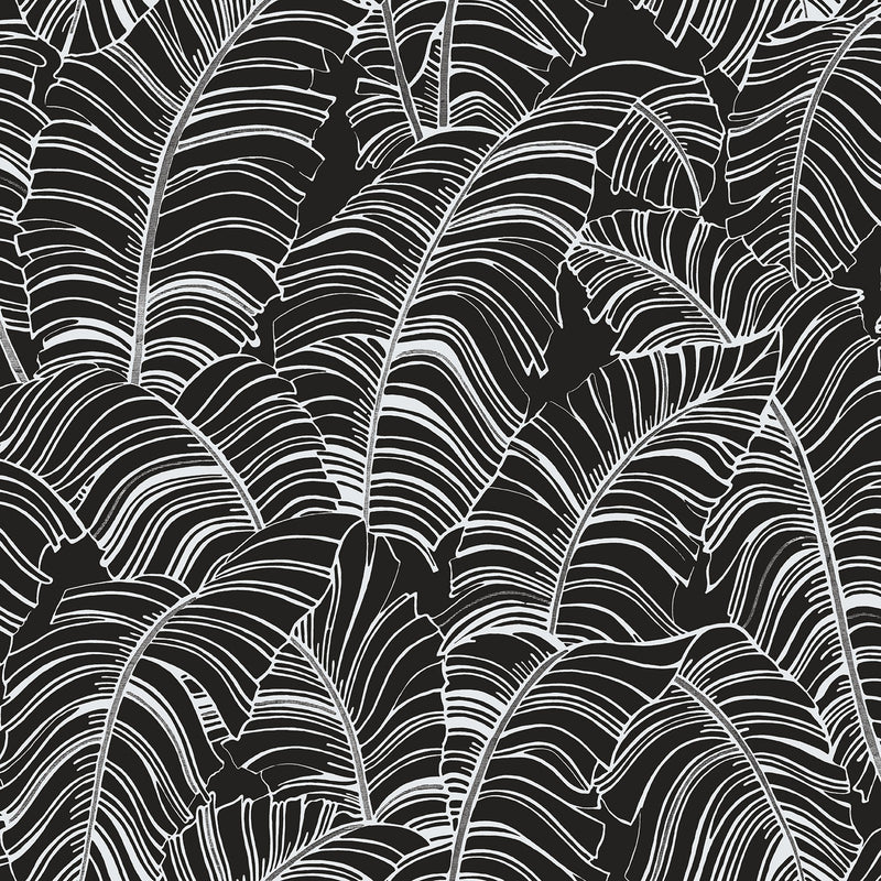 media image for Broadleaf Wallpaper in Black and White from the Bazaar Collection by Galerie Wallcoverings 273