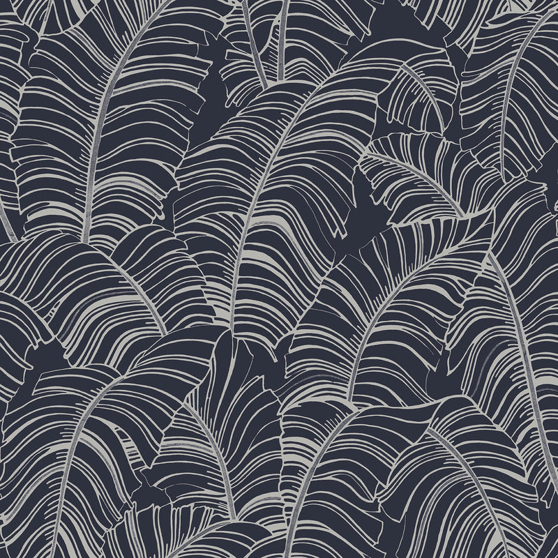 media image for Broadleaf Wallpaper in Navy from the Bazaar Collection by Galerie Wallcoverings 211