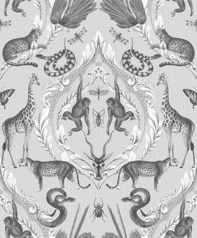 product image for Menagerie Wallpaper in Grey Hopsack, Black from the Bazaar Collection by Galerie Wallcoverings 5