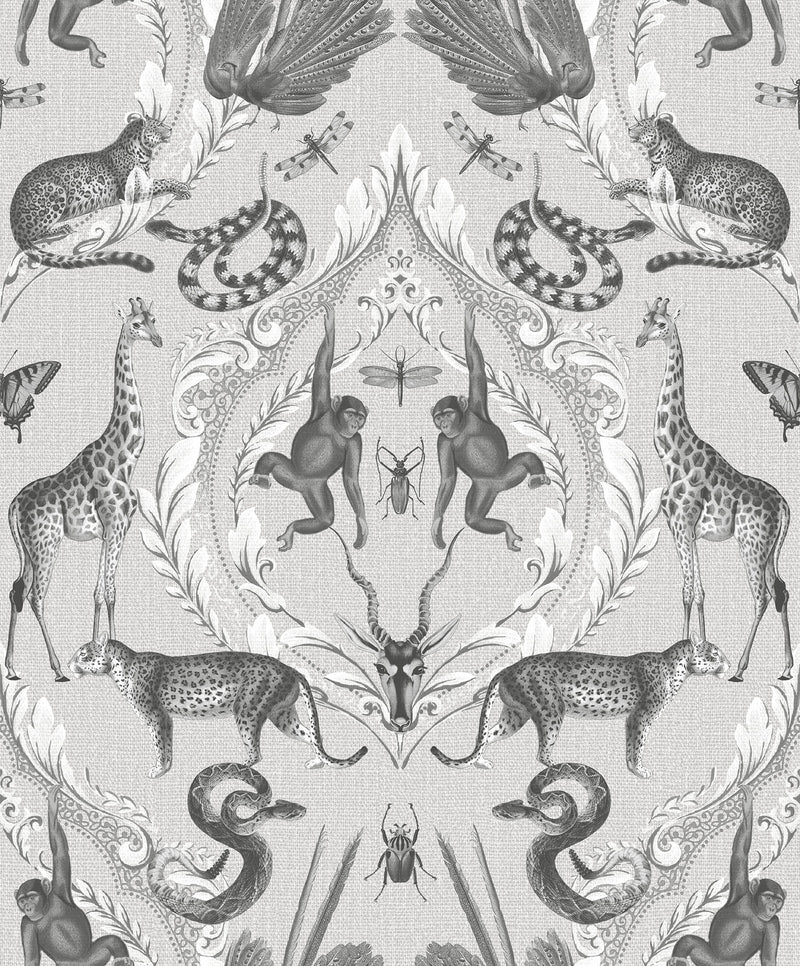 media image for Menagerie Wallpaper in Grey Hopsack, Black from the Bazaar Collection by Galerie Wallcoverings 25