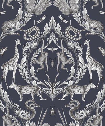 product image for Menagerie Wallpaper in Navy from the Bazaar Collection by Galerie Wallcoverings 45