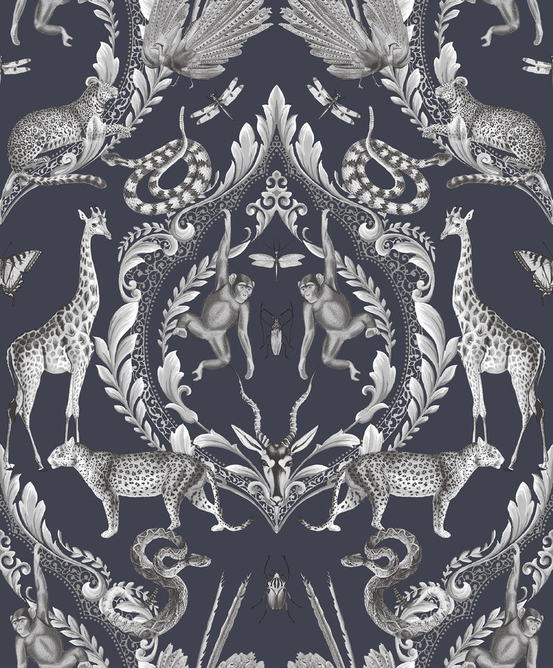 media image for Menagerie Wallpaper in Navy from the Bazaar Collection by Galerie Wallcoverings 262