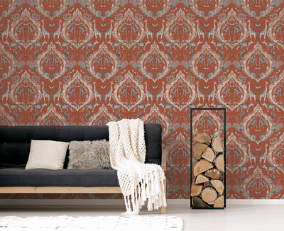 product image for Menagerie Wallpaper in Rust from the Bazaar Collection by Galerie Wallcoverings 52