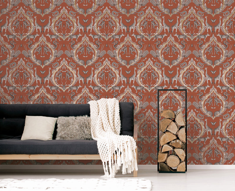 media image for Menagerie Wallpaper in Rust from the Bazaar Collection by Galerie Wallcoverings 25