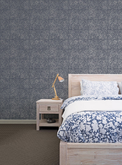 product image for Moroccan Paisley Wallpaper in Navy from the Bazaar Collection by Galerie Wallcoverings 50