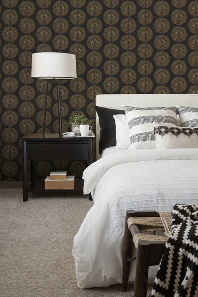 product image for Soleil Wallpaper in Black, Metallic Gold from the Bazaar Collection by Galerie Wallcoverings 32