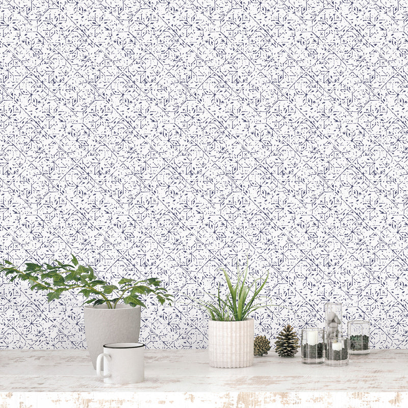 media image for Tangier Tile Wallpaper in Navy from the Bazaar Collection by Galerie Wallcoverings 210