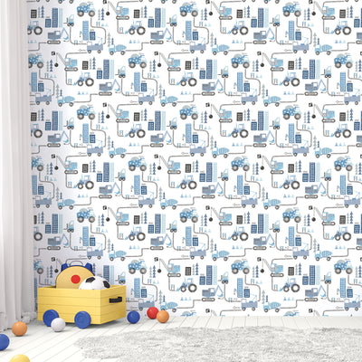 product image for Construction Blue Wallpaper from the Tiny Tots 2 Collection by Galerie Wallcoverings 15