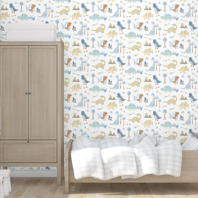 product image for Dinosaurs Blue/Beige Wallpaper from the Tiny Tots 2 Collection by Galerie Wallcoverings 83