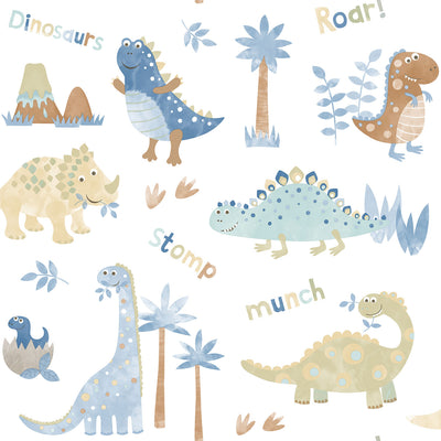 product image of Dinosaurs Blue/Beige Wallpaper from the Tiny Tots 2 Collection by Galerie Wallcoverings 521