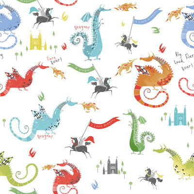 product image of Dragons Bright Wallpaper from the Tiny Tots 2 Collection by Galerie Wallcoverings 536