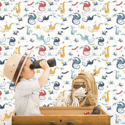 product image for Dragons Blue Multi Wallpaper from the Tiny Tots 2 Collection by Galerie Wallcoverings 95