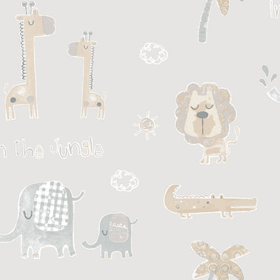 product image for Jungle Friends Greige/Tan Wallpaper from 5